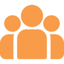 An icon of three orange human figures standing side by side.