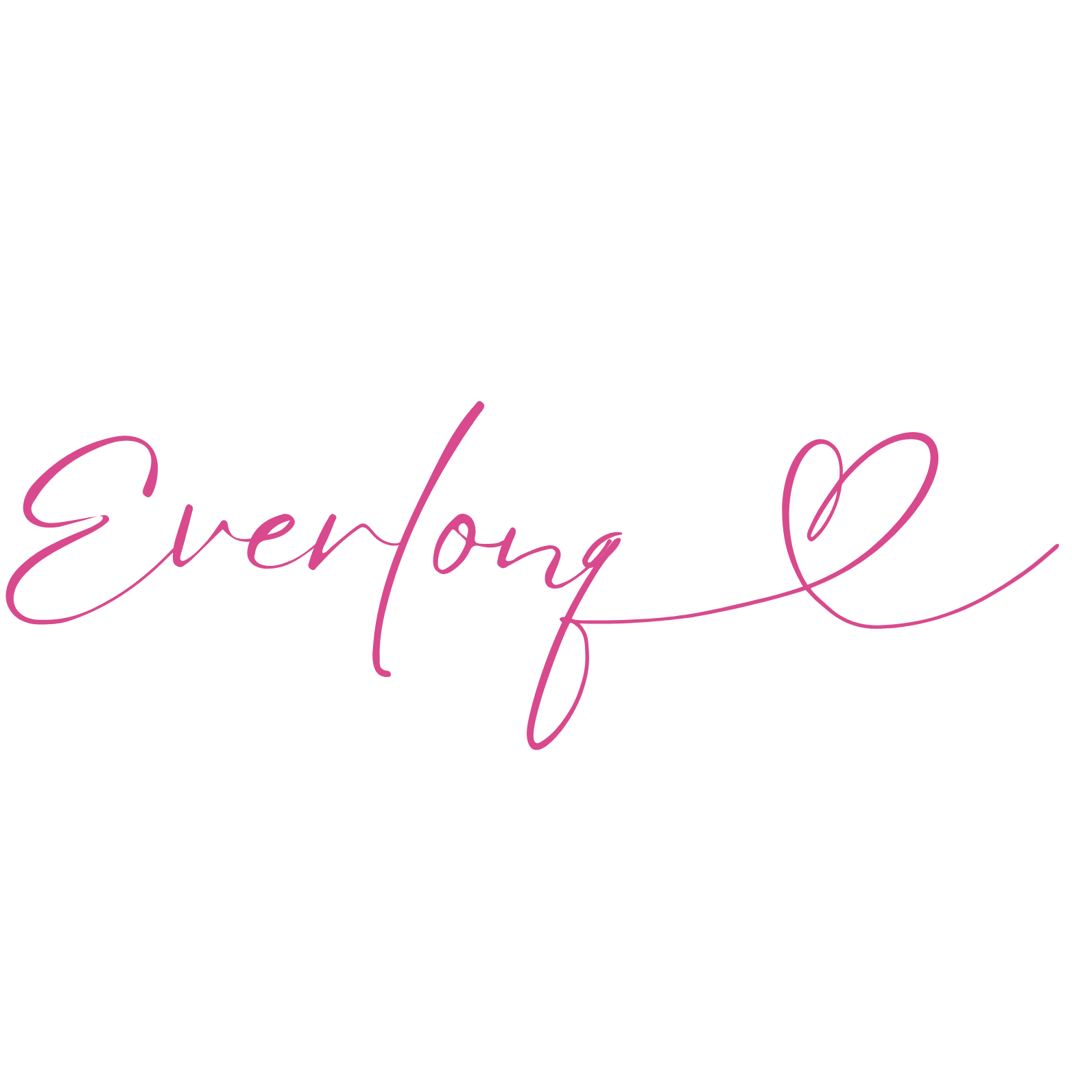 The word 'Everlong' written in black uppercase letters above 'Everlong' written in pink cursive with a heart at the end, on a black background.