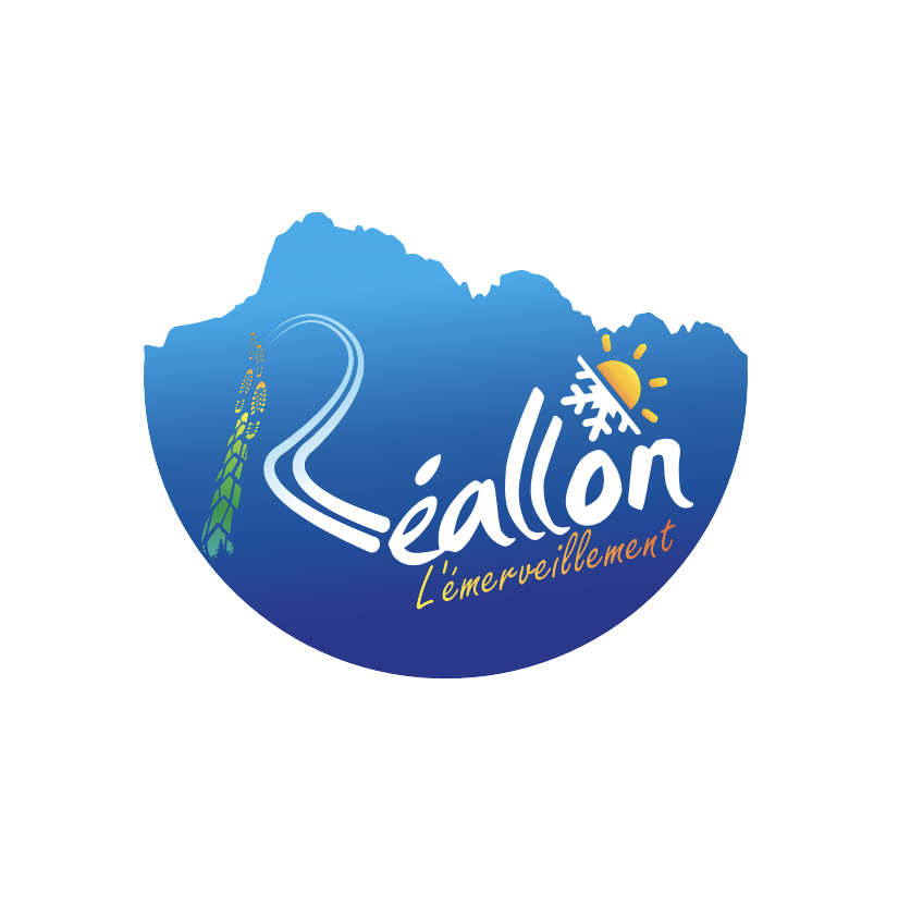 Logo de Léallon avec une montagne, une route sinueuse, une épi de blé, un soleil et un flocon de neige, et le texte "Léallon L'émerveillement".