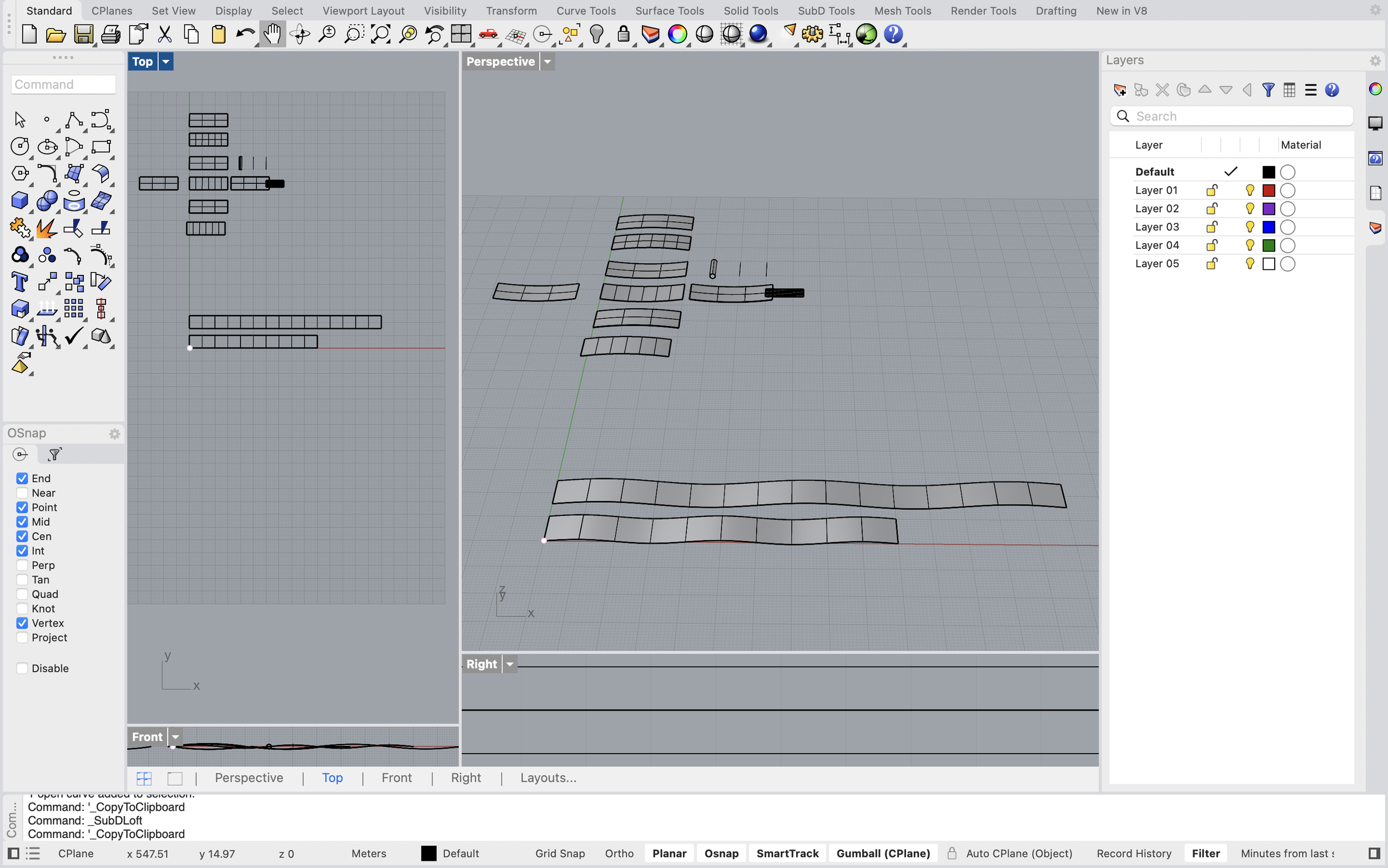 Modeling warp and weft in Rhino 