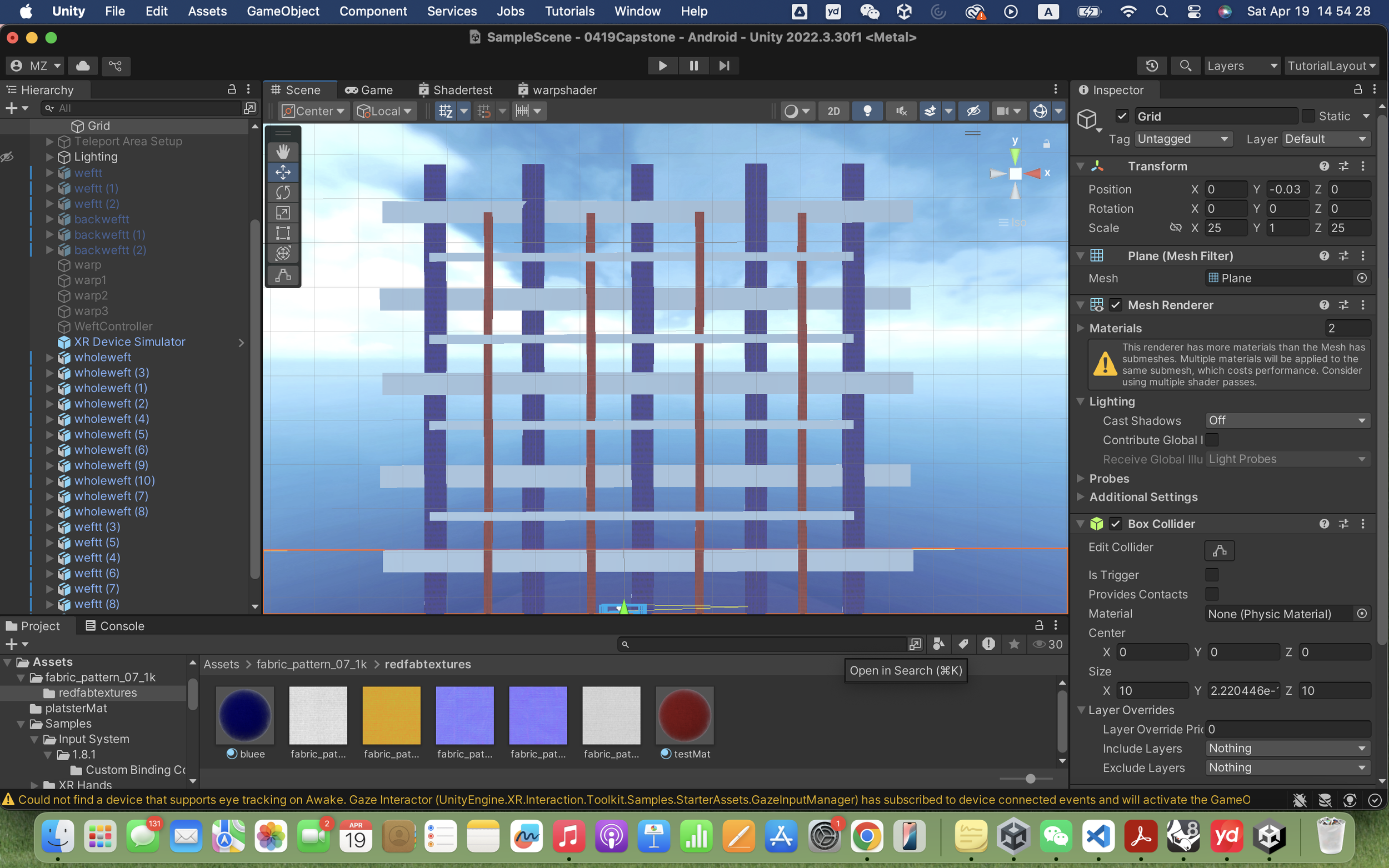 Test different material
