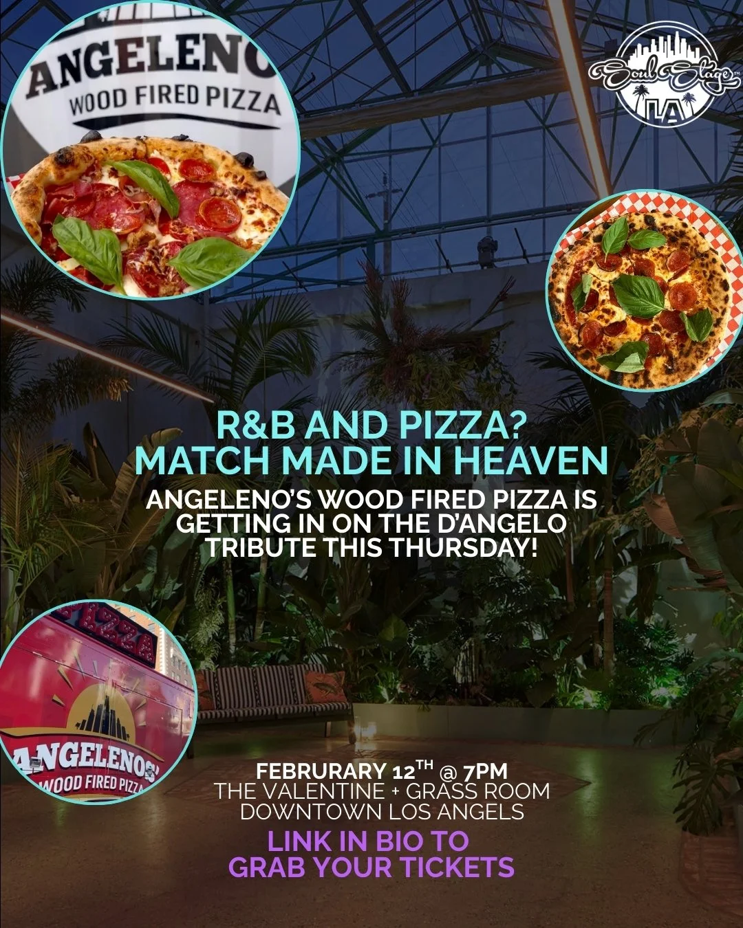We got 6 FIRE vocalists competing ✅
A D'Angelo tribute unlike anything you've experienced before ✅
An epic venue @thevalentine_dtla ✅
And now, LA's best pizza ⁉️....✅

Pair that with some drinks, a live band, DJ Bellafoxx, and SO MUCH MORE... 

Umm..