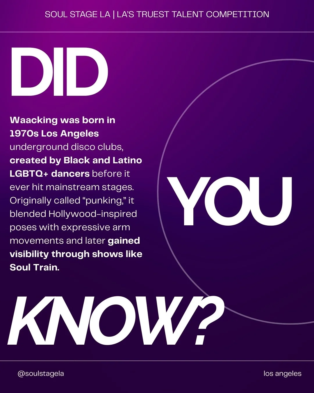 Waacking didn&rsquo;t start in dance studios. It started in rooms where people were carving out joy in the middle of exclusion.

In LA in the 70s, Black and Latino LGBTQ+ dancers created a style that was theatrical, sharp, dramatic, and unapologetic.