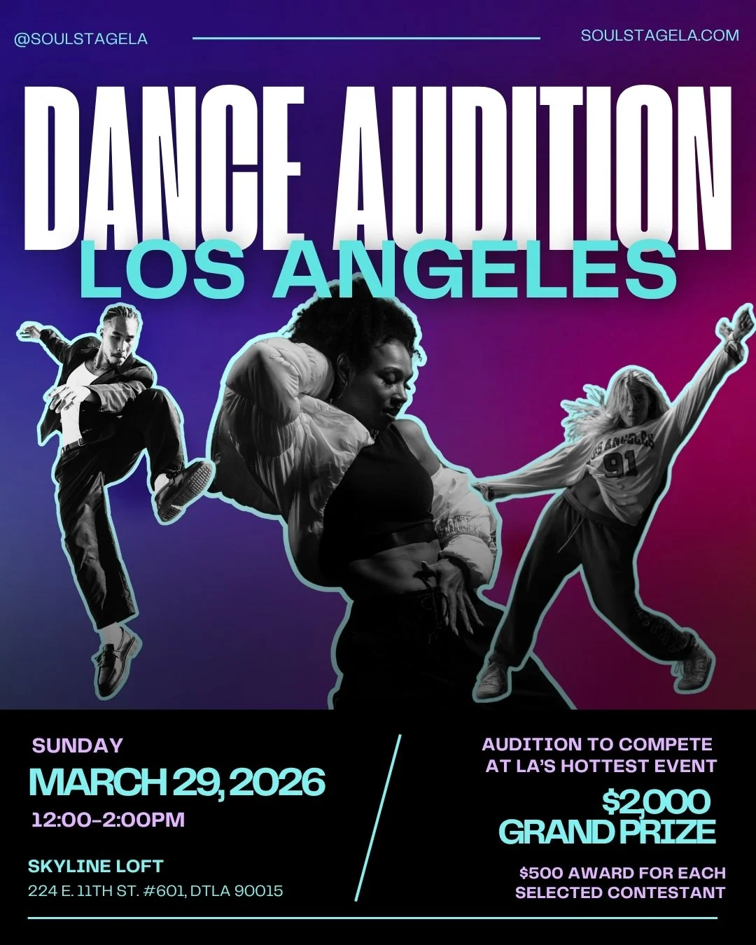 LA DANCERS!!! IT'S TIME TO TAP IN! 

We're holding open call auditions NEXT Sunday March 29th in Downtown Los Angeles for a chance to join the cast for our next event. 

We are looking for the best dancers or dance groups to come out for the chance t