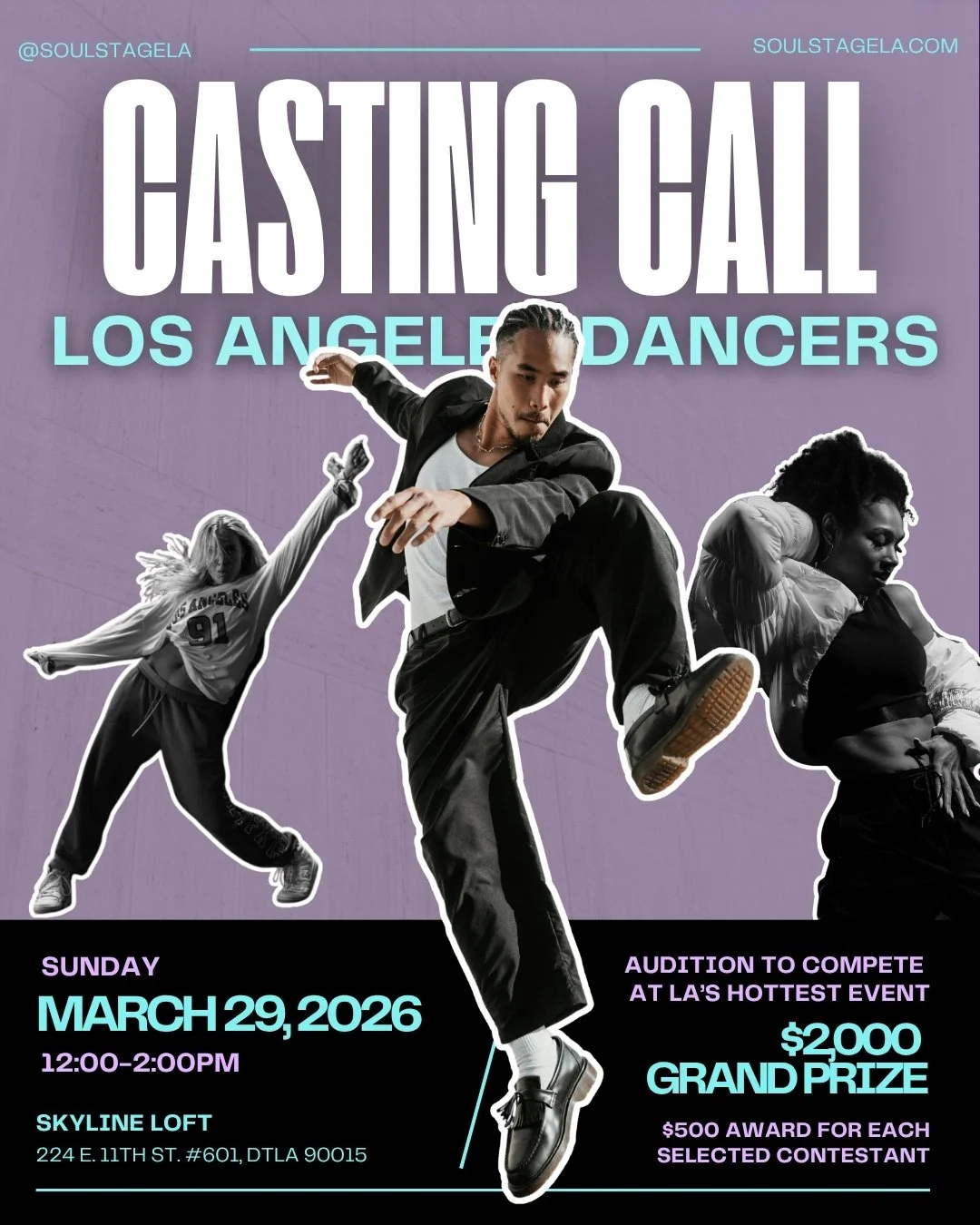LA DANCERS WE WANT TO SEE WHAT YOU GOT ‼️

This Sunday. 12PM.
We&rsquo;re casting 4 dancers for Soul Stage LA.

Soul Stage is where LA&rsquo;s real talent shows up, live DJs, packed room, drinks flowing, music loud, no dead energy.

It&rsquo;s a room