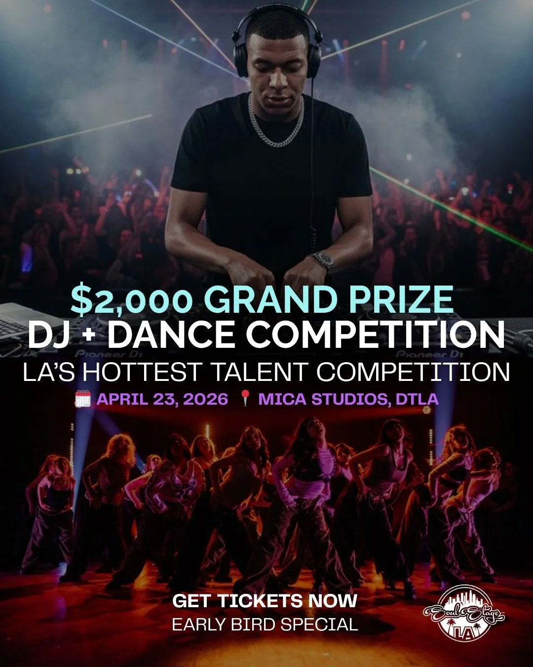 Send this to the group chat.

April 23 &mdash; DTLA @wearemica

We&rsquo;re outside&mdash;music, dancing, drinks, food, full room energy.

DJs going back-to-back.
Dancers going off.
No one just standing around.

Pull up together.

🎟 www.soulstagela.