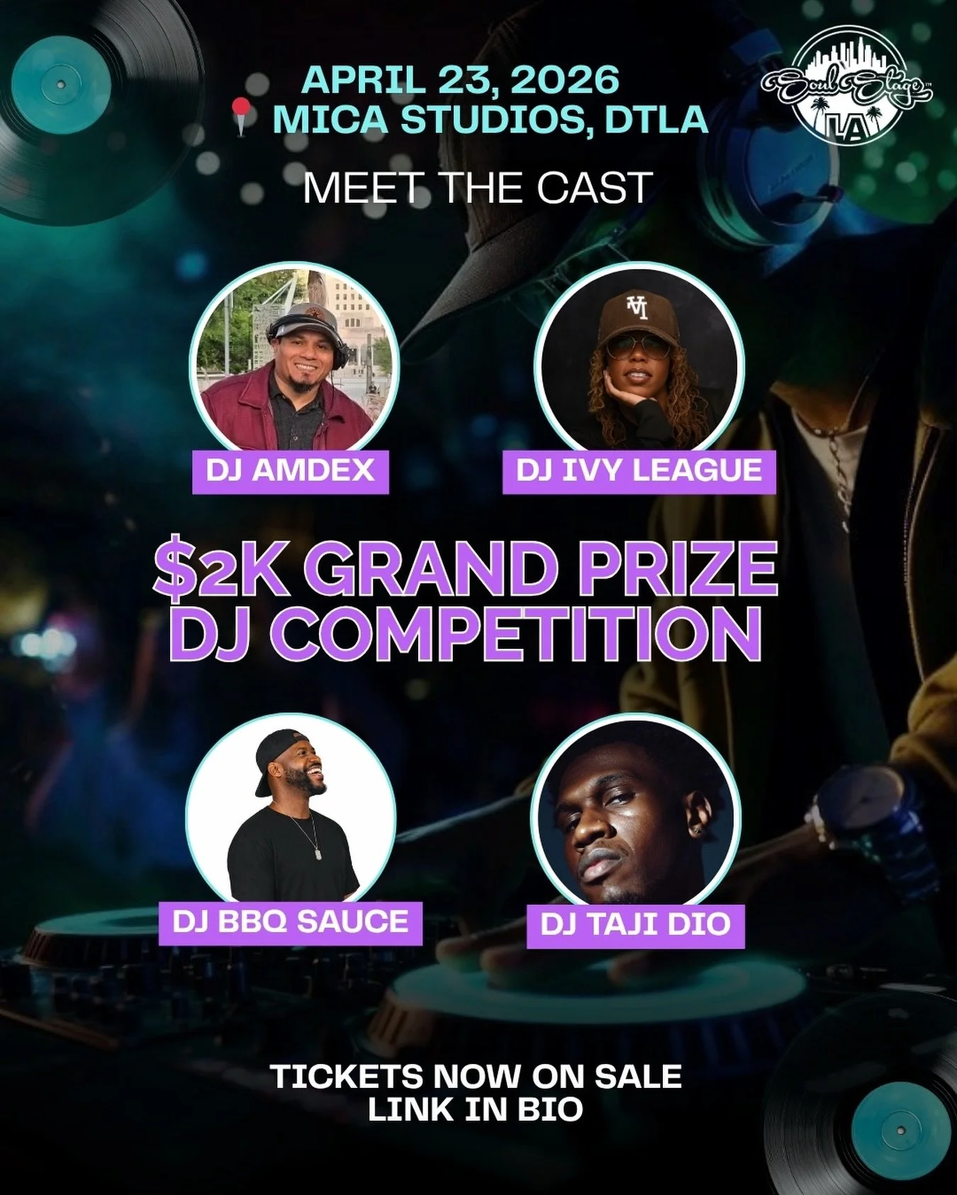 Downtown LA, but make it actually worth going out.

We&rsquo;re bringing together DJs, dancers, and a crowd that knows what they came for.

4 DJs competing live for $2,000 with the audience deciding who takes it.

It&rsquo;s giving: 🎧 High-energy DJ