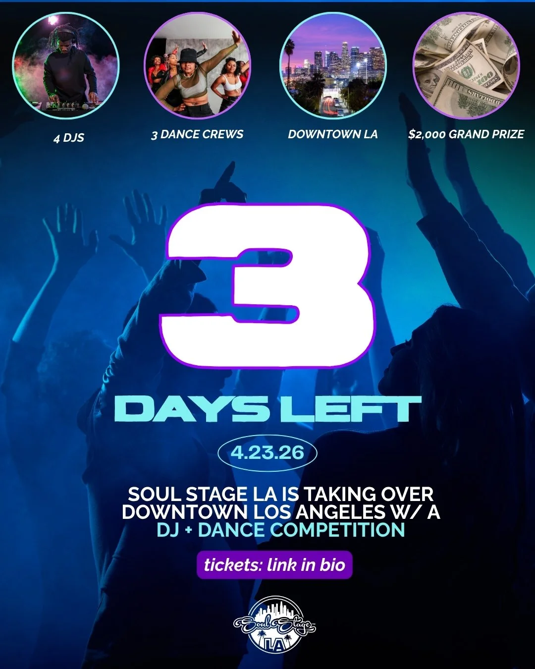 THIS THURSDAY.
DTLA.
ONE NIGHT ONLY.

LA&rsquo;s top DJ's + DANCERS
$2,000 on the line for each category.
And YOU decide who takes it.

This is culture in real time.

⚠️ IMPORTANT ⚠️
We NOW have an open bar 🍷 🔥 

Great, delicious food, that "o