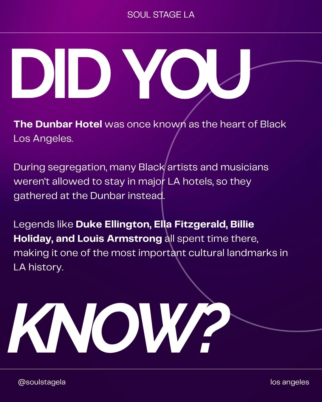 The Dunbar Hotel wasn't just a place to sleep, it became a hub for Black artists, musicians, entrepreneurs, and leaders during a time when many doors were closed to them.

Some of the biggest names in music history walked these halls, shared stories 