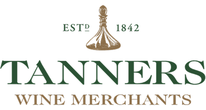 Tanners Wine Merchants logo featuring a stylized wine bottle and the text 'ESTD 1842 Tanners Wine Merchants'.