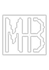 Black and white logo with the initials 'MHB' in pixelated style.