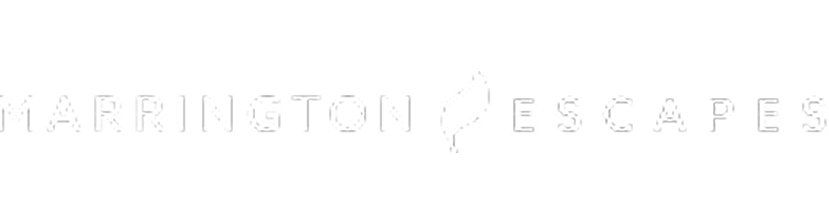 Logo for Marrington Escapes with stylized text and a bird icon.