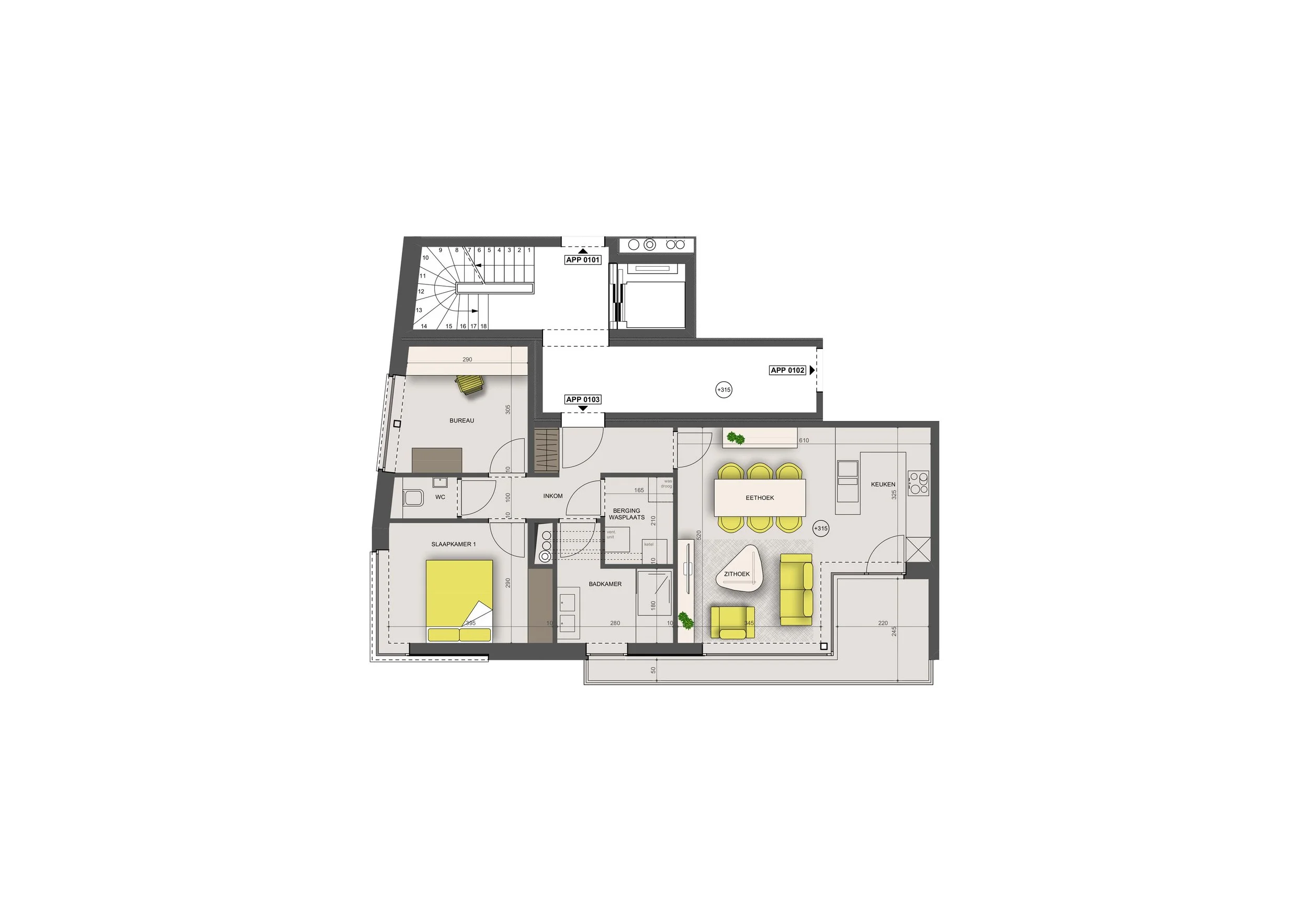 Grondplan appartement 0103