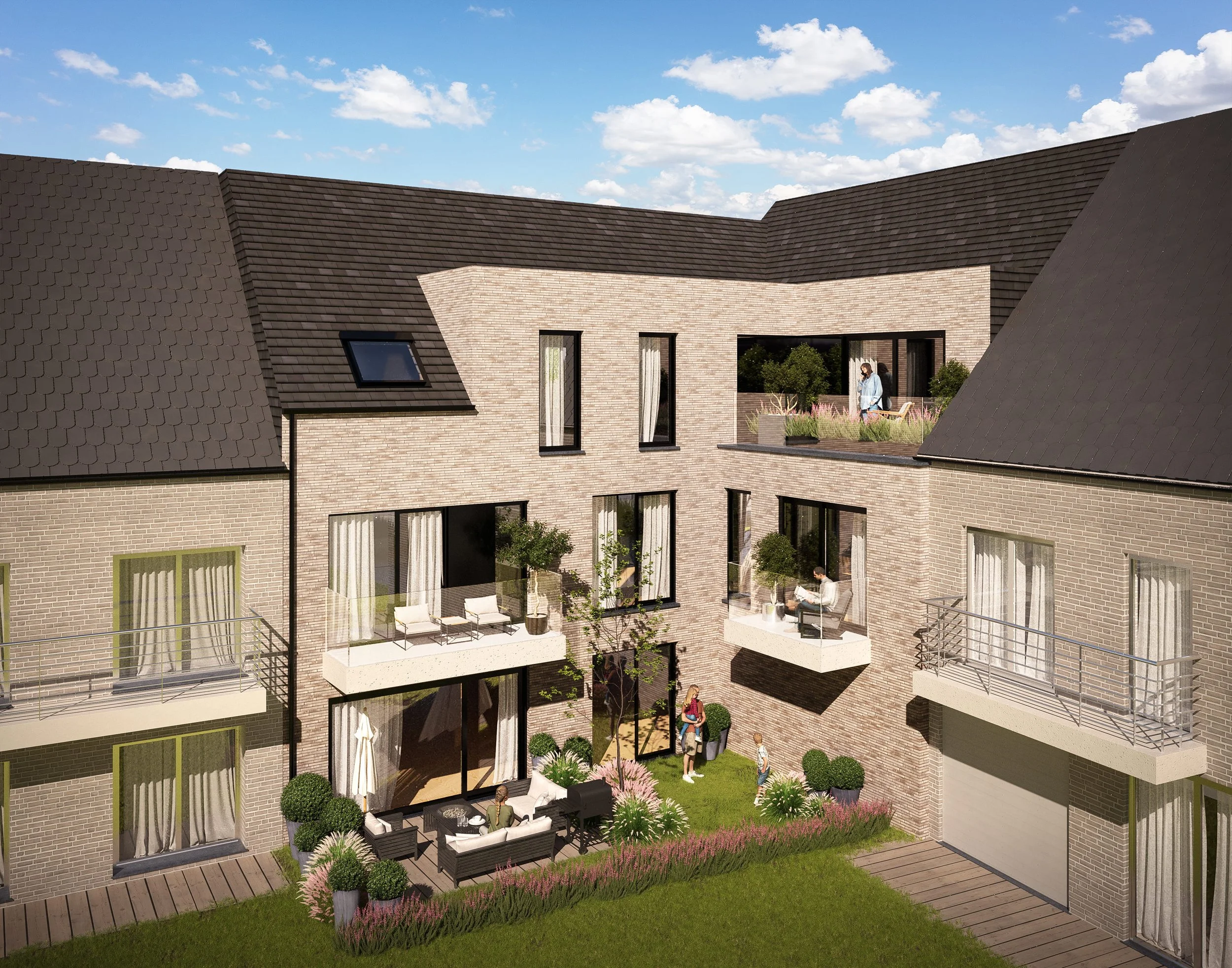 3D render achterzijde residentie