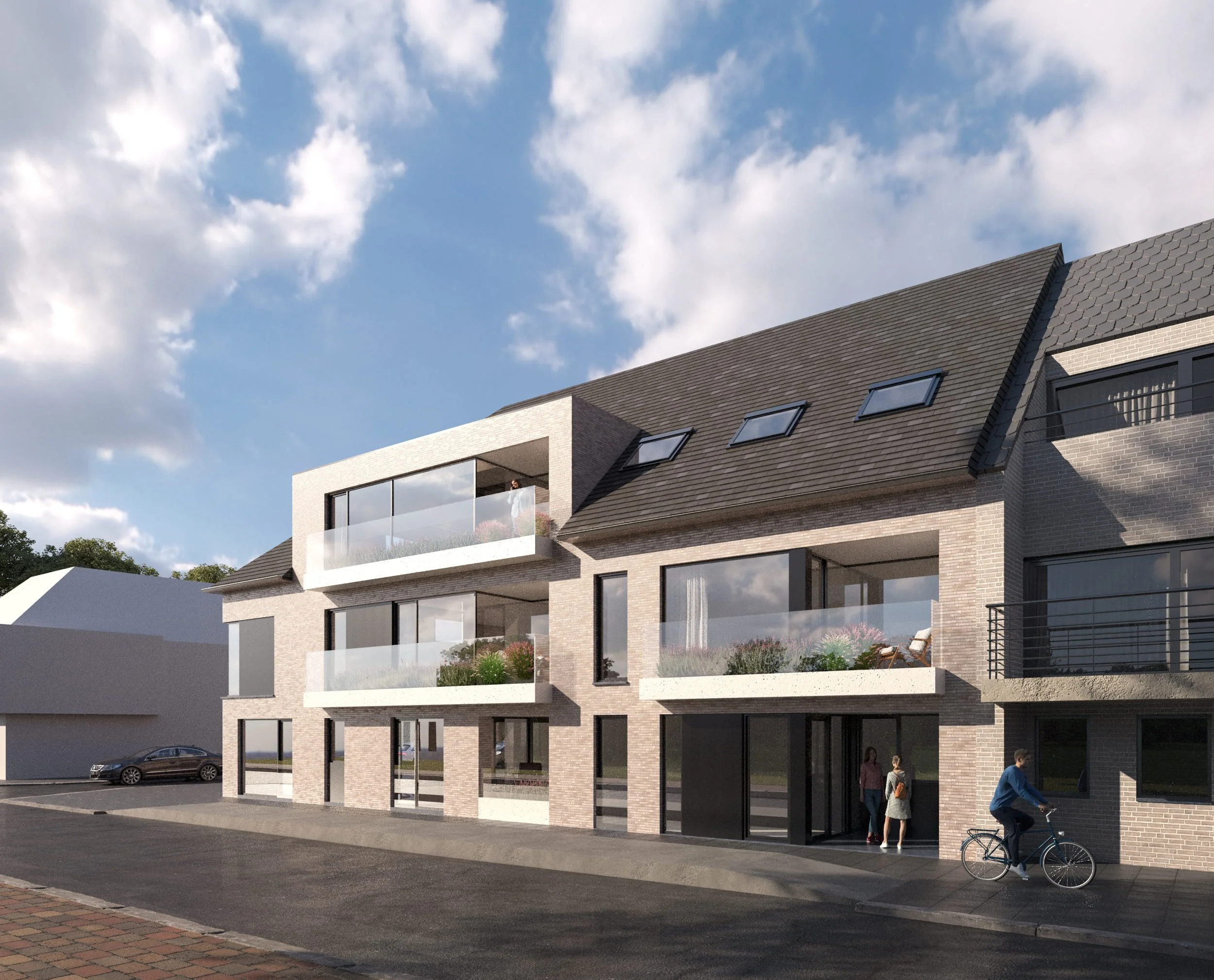 3D render voorgevel residentie Parkzicht