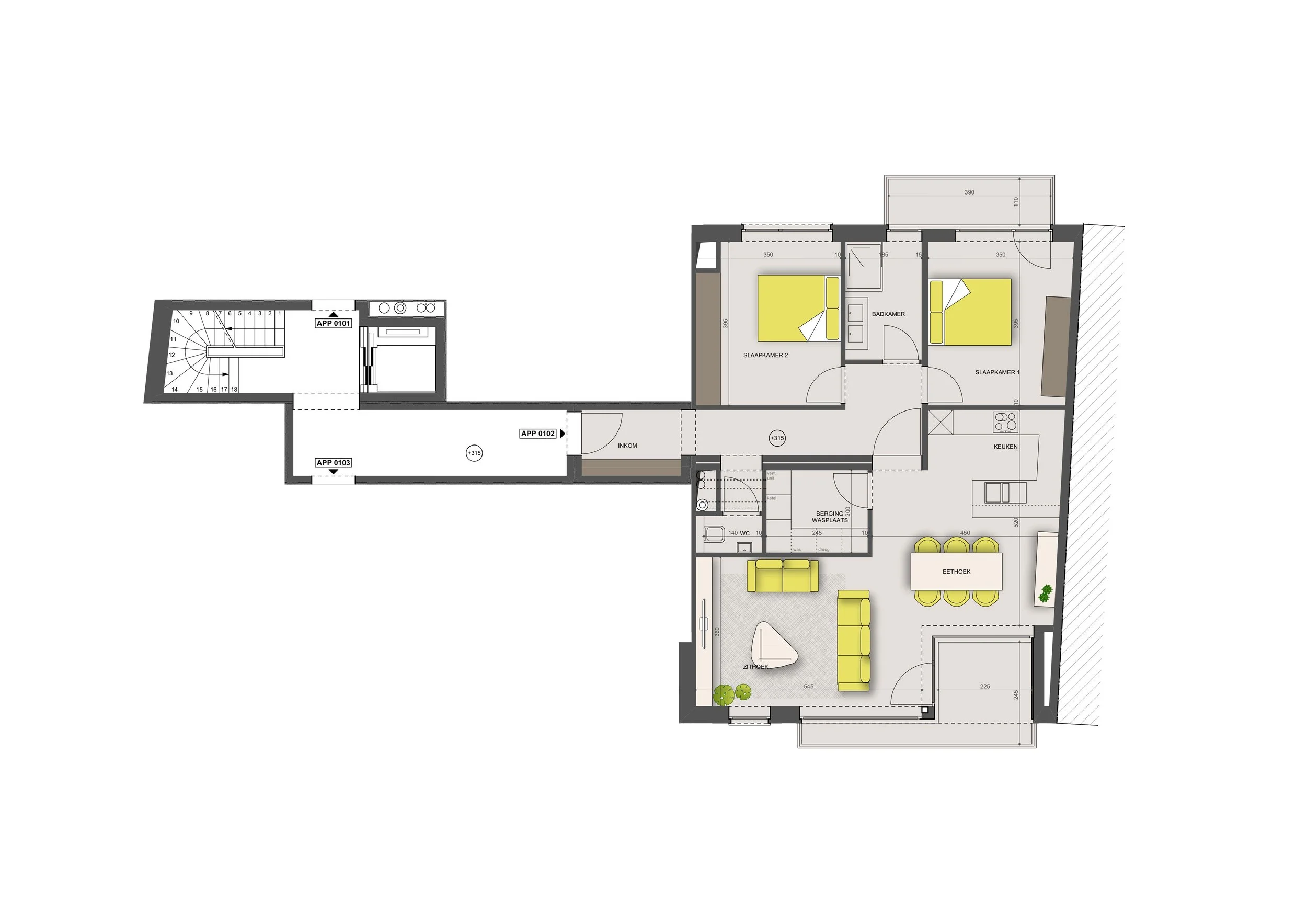 Grondplan appartement 0102