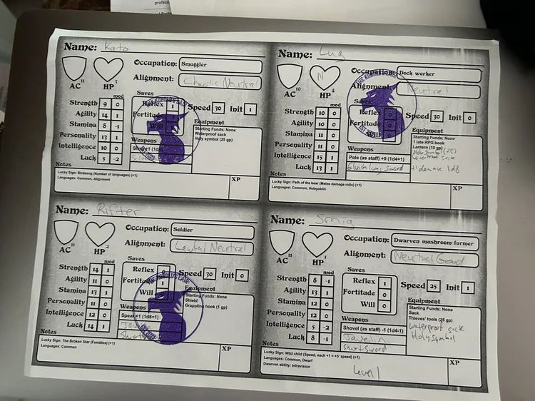 Character Sheet at Kobold's Lair