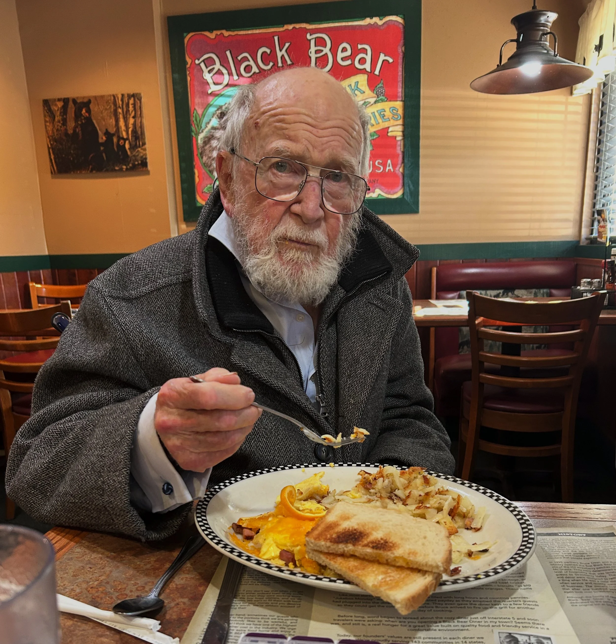 Earl Burgess, Korean War Veteran, at Black Bear Diner in Redding