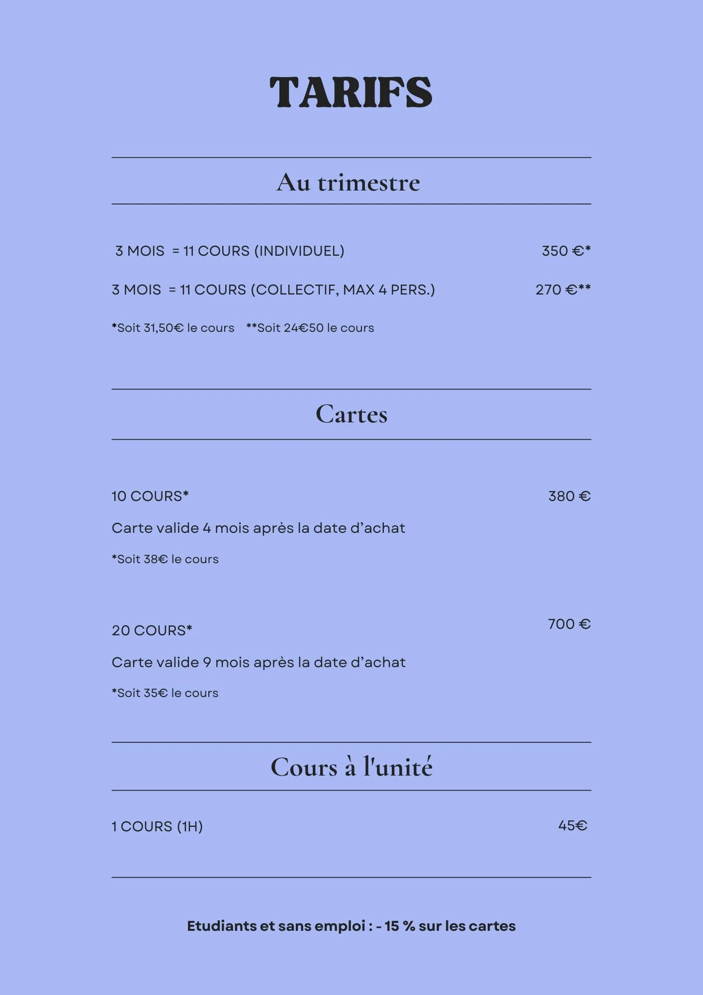 Tarifs cours de chant Marseille