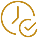 Clock with check mark indicating time management or scheduling