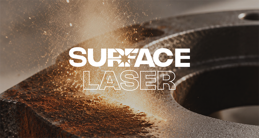 Création d’un visuel de communication pour Surface Laser autour du décapage laser industriel.