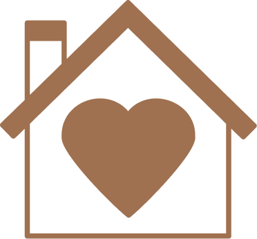 Une maison avec un cœur à l'intérieur.