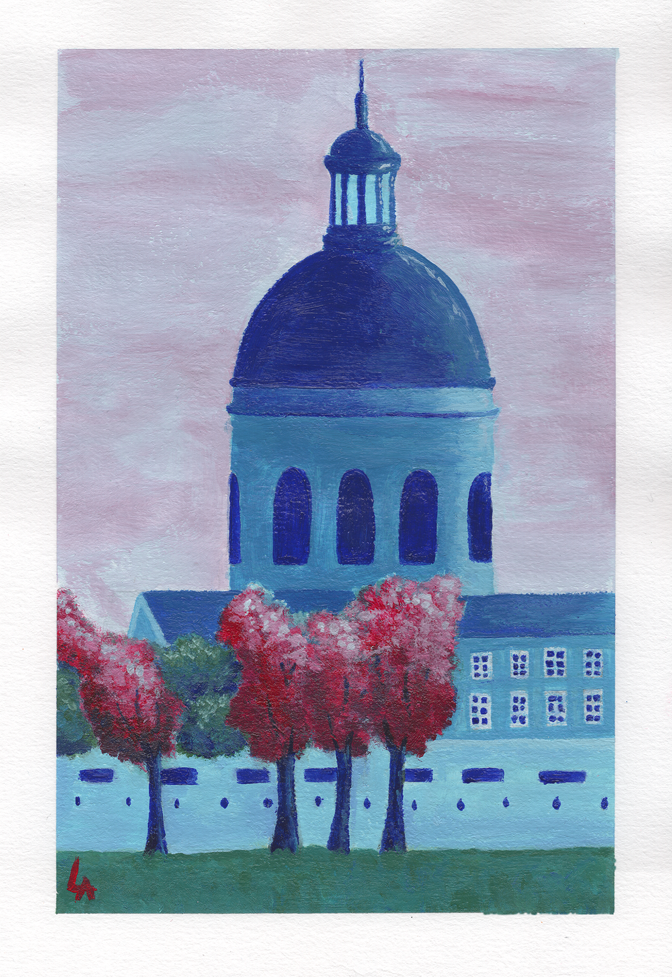 Toulouse - Chapelle St-Joseph de La Grave.
Acrylique papier grain fin 180g/m², 14,8 x 21 cm, 2026.