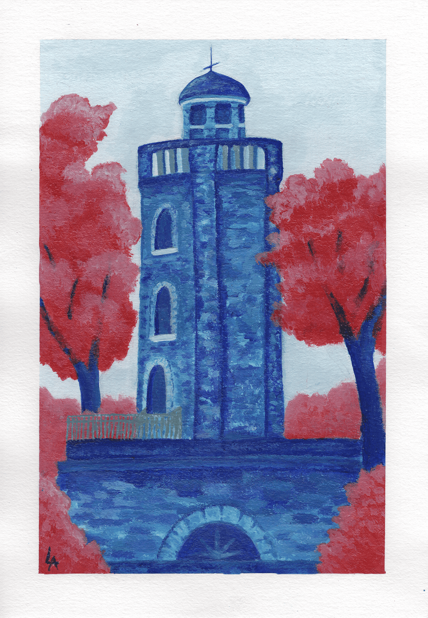 Toulouse - Château d'eau.
Acrylique papier grain fin 180g/m², 14,8 x 21 cm, 2026.