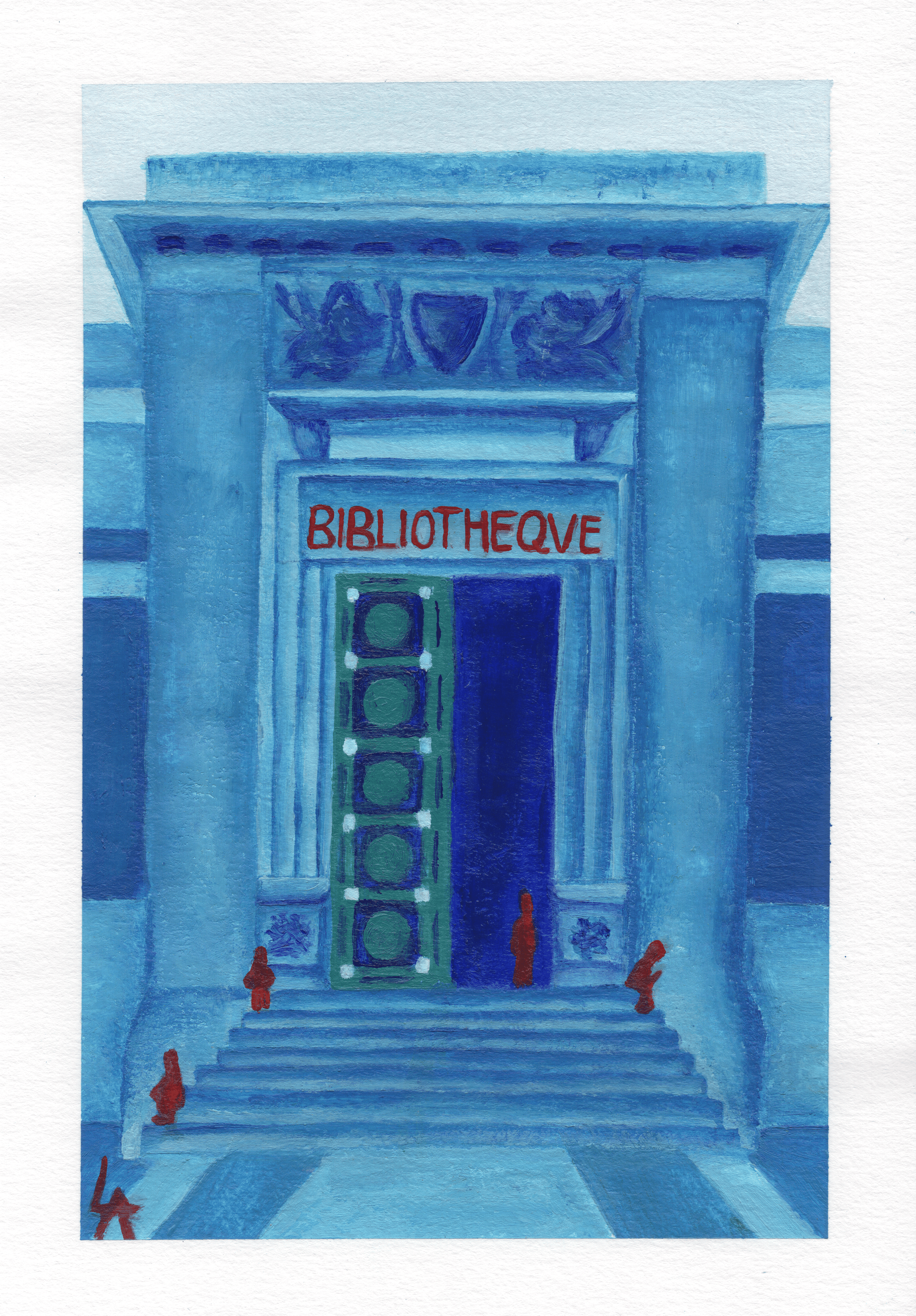 Toulouse - Bibliothèque d'études et du patrimoine. Acrylique papier grain fin 180g/m², 14,8 x 21 cm, 2026.