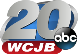 Logo of WCJB ABC featuring the number 20 in large white and gray with a black circle containing 'abc', and a red banner with 'WCJB' in white.