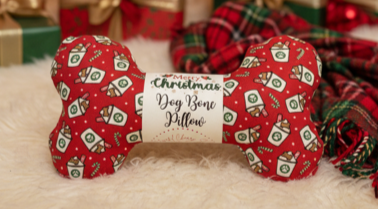 Christmas Red Puppy Cups Pattern Pillow