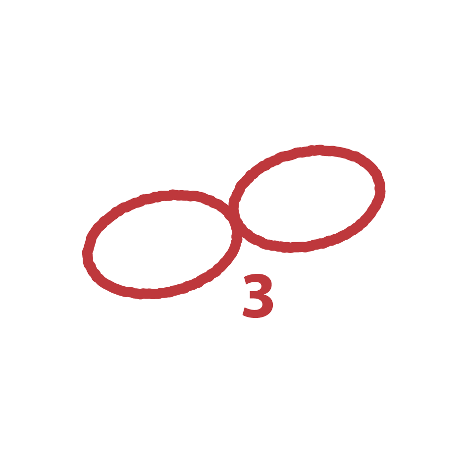 Diagram of two connected circles labeled with the number 3, representing the third building block of the Connect Framework: Connect as an ongoing practice.