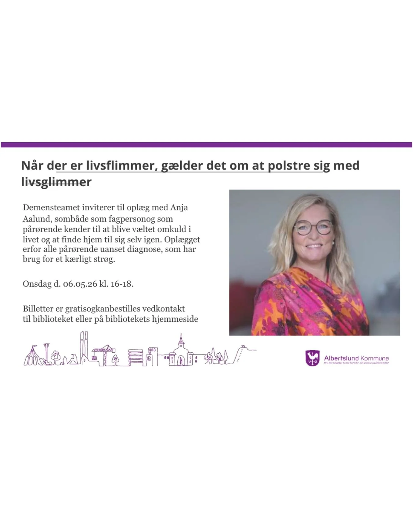 Foredrag p&aring; Albertslund Bibliotek 6. Maj kl 16-18✨💛

Link til billetter findes i bio👆👆👆

#livsflimmer #livsglimmer #foredrag #albertslund