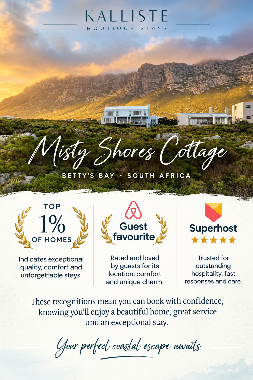 Misty Shores is in the top 1% of homes on ABNB and your hosts are SuperHosts on ABNB