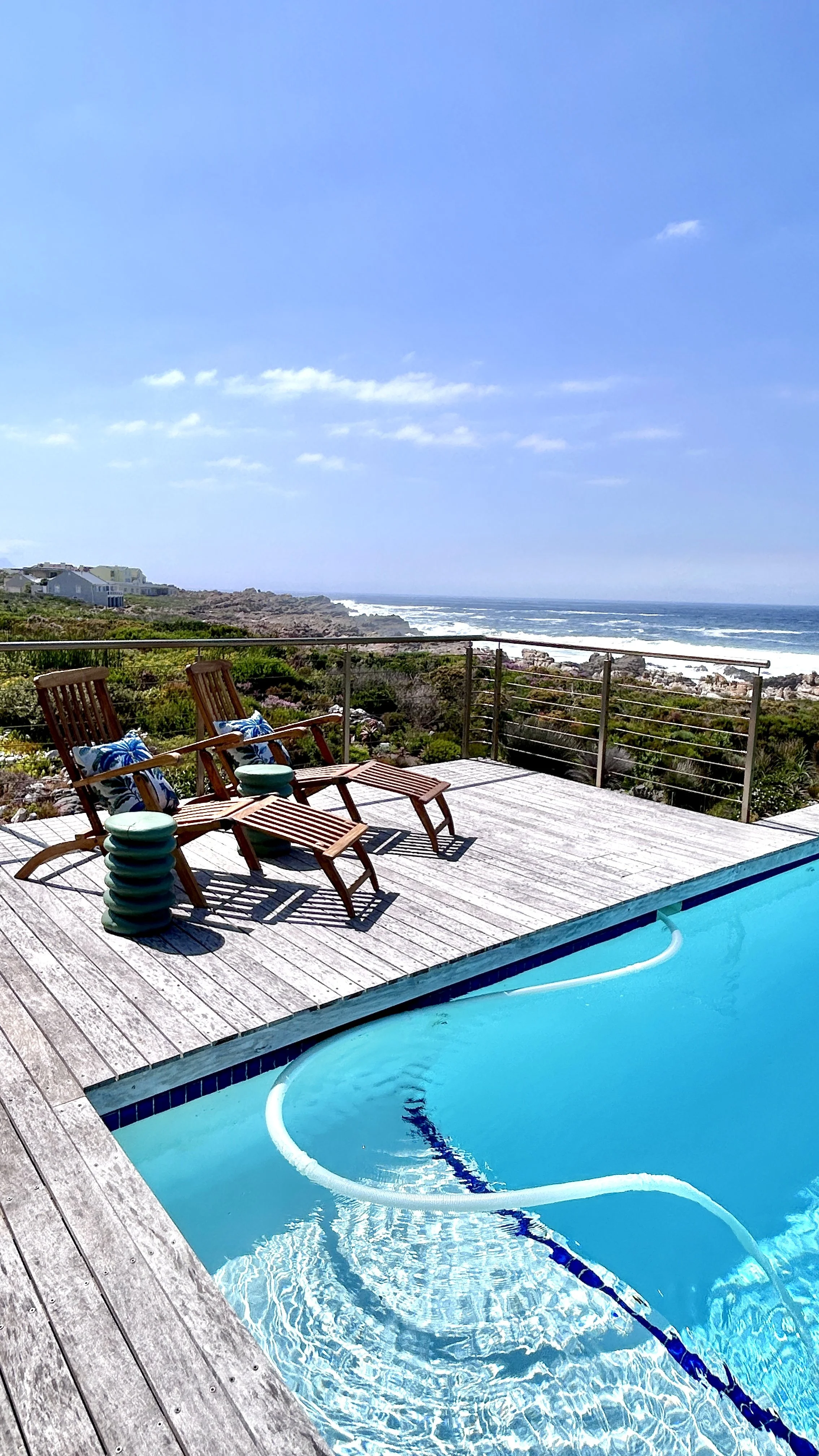 Oceanfront fresh water pool at Misty shares cottage - the pool is on the deck of Kalliste Beach house and is shared between the two properties. 