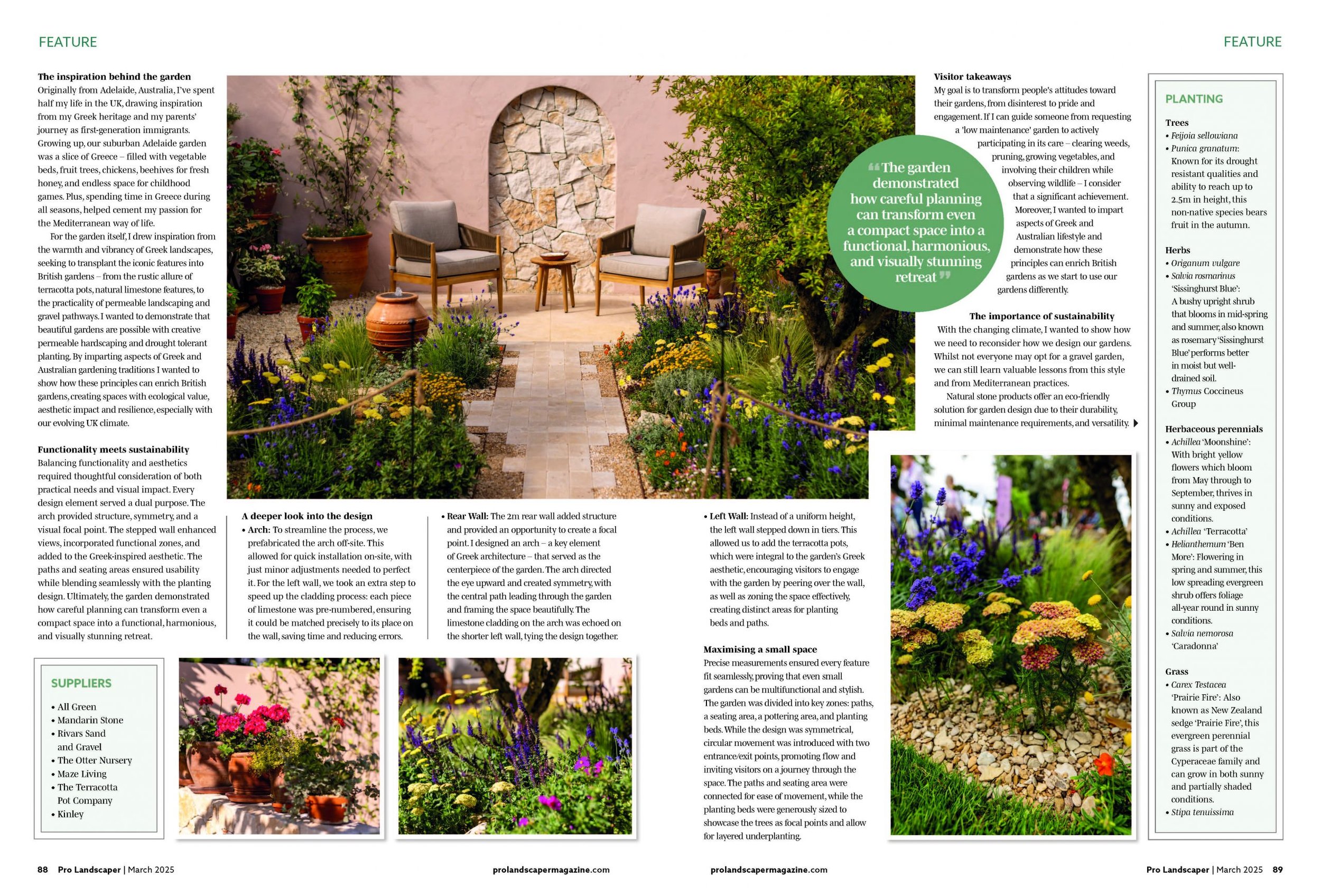 Pro Landscaper magazine, March 2025 issue, Katerina Kantalis London Garden Designer