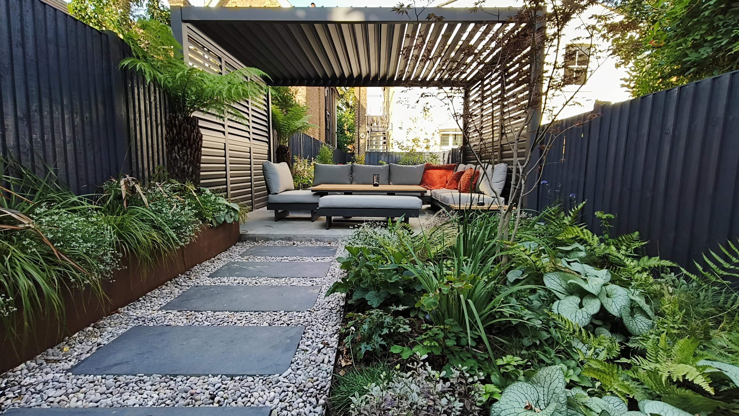 Garden Design, planting, pergola, furniture