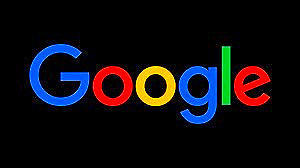 Google logo with multicolored letters on a black background
