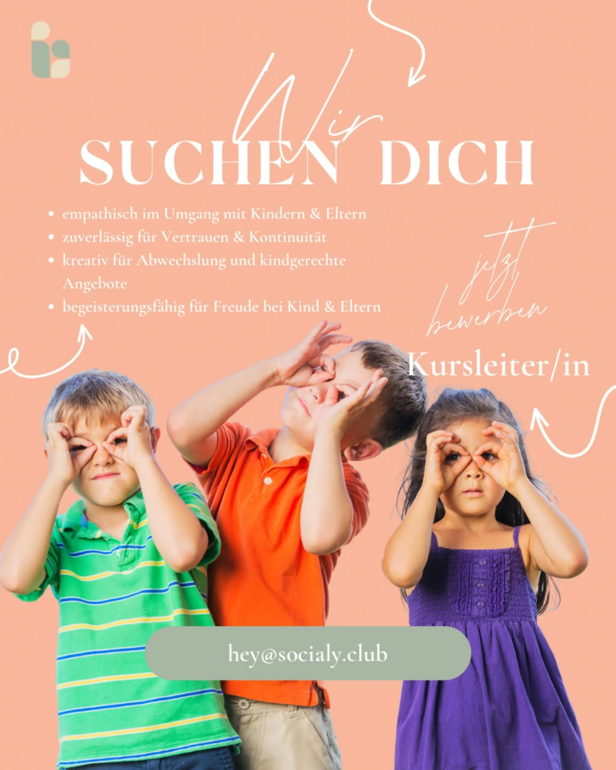 Wir suchen dich 🤍
Empathisch. Kreativ. Begeisterungsf&auml;hig.
Als Kursleiter:in bei Socialy ✨
📩 hey@socialy.club

#kursleitergesucht #arbeitenmitkindern #familyspace #p&auml;dagogik #herzensjob socialy