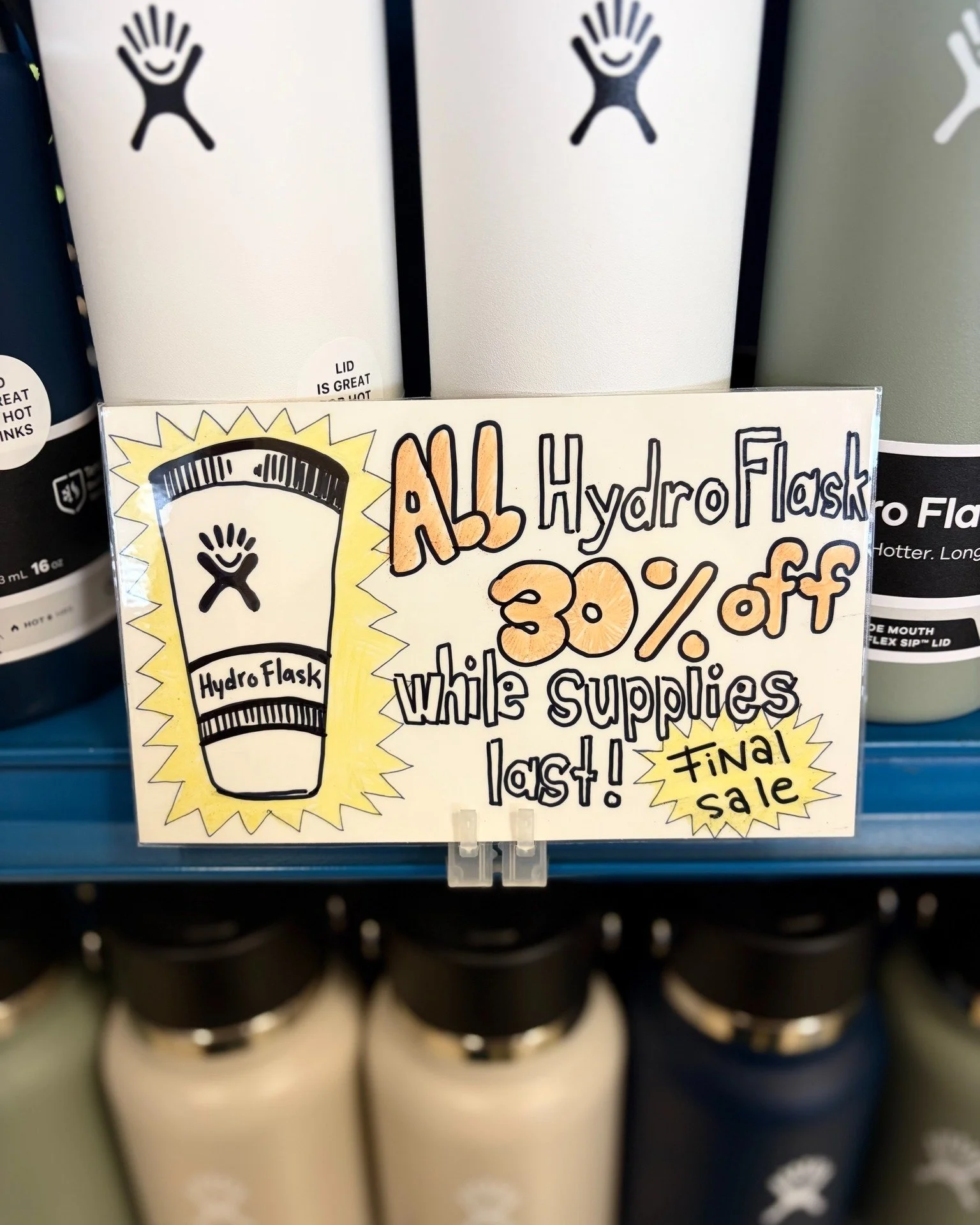 We've got a huge sale on  Hydro Flask bottles! All bottles are 30% off while supplies last.

Hydrate in style with a Hydro Flask, just in time for all the spring and summer outdoor fun coming our way. Get one, or two (why not??) today!

#hydroflask  