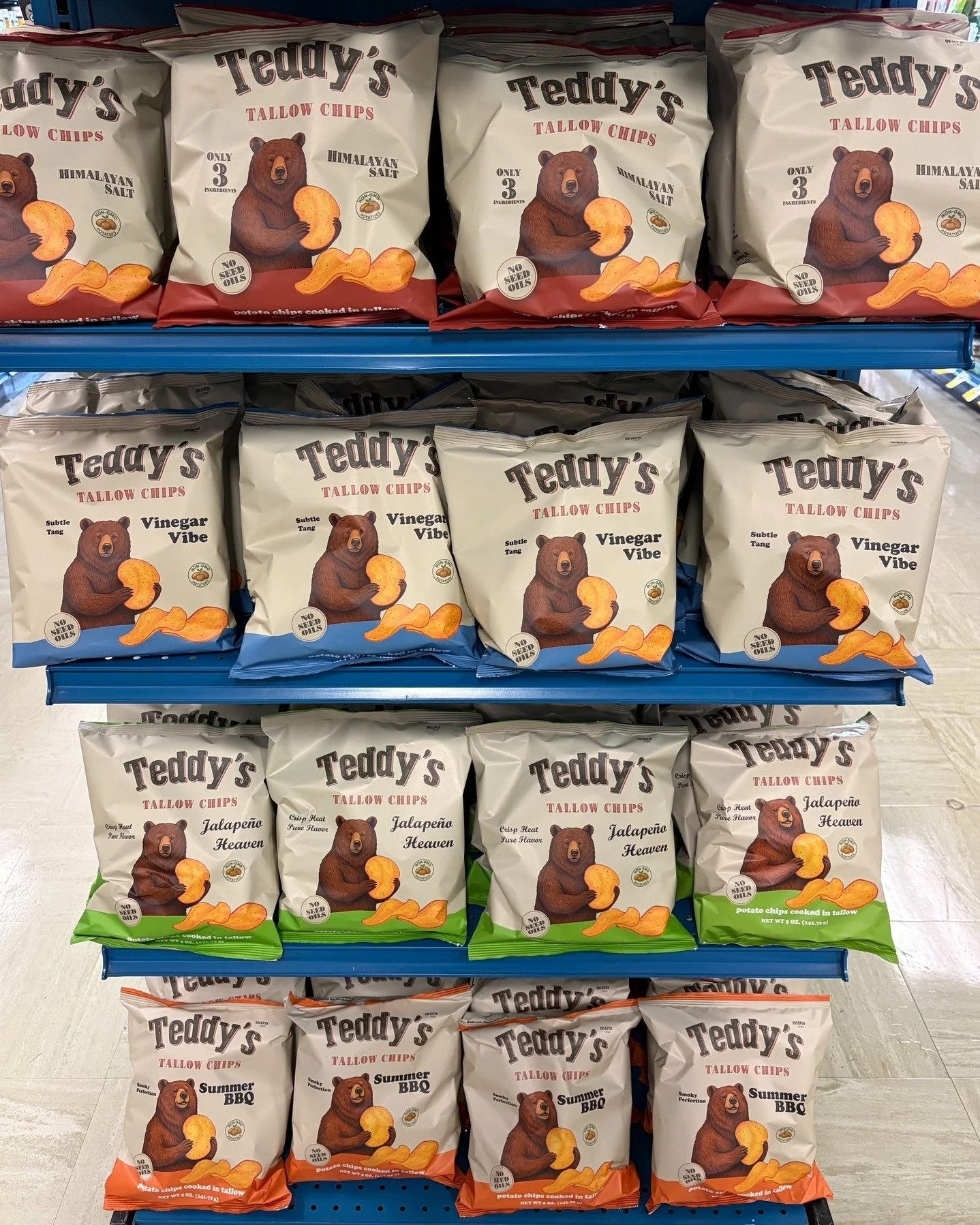 Craving some crunch? Check out Teddy's Tallow Chips!  New item at Manna!

Teddy's uses simple, clean ingredients and cooks their chips in nutrient-rich beef tallow. We've got 4 flavors to try: Himalayan Salt, Summer BBQ, Vinegar Vibe, and Jalape&ntil