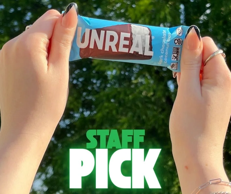 STAFF PICK! Our staffer loves the Unreal Dark Chocolate Coconut Bar. 
They say, &ldquo;I mean it&rsquo;s just really good! It&rsquo;s the perfect pick me up treat!&rdquo;

Unreal makes better-for-you candy that's so good it lives up to their name! Th