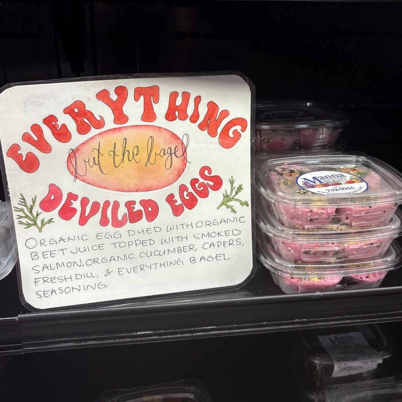 These little devils are proving to be a big hit! The "Everything But the Bagel Deviled Egg" is back by popular demand, stocked and ready for you in our Grab &amp; Go cooler.

The ingenious Manna Deli staff had a great time creating these fo