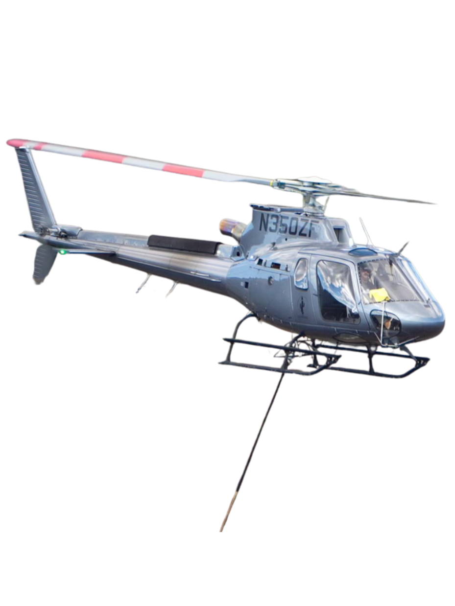 Corvus helicopter in flight representing charter service, utility aviation, and aerial project support.