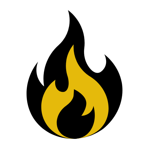 Gold flame icon representing aerial firefighting and helicopter fire suppression services.