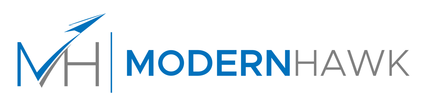 Modern Hawk logo representing aviation consulting, compliance support, and aerial operations management.