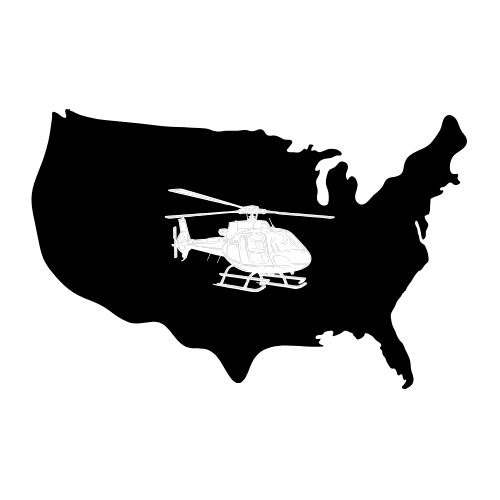 Helicopter silhouette representing utility aviation, charter flights, and aerial support services.