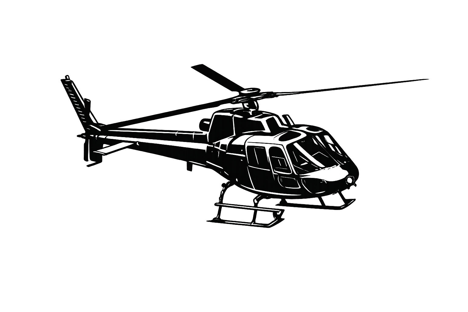 Helicopter outline graphic representing helicopter services, charter operations, and aerial utility support.