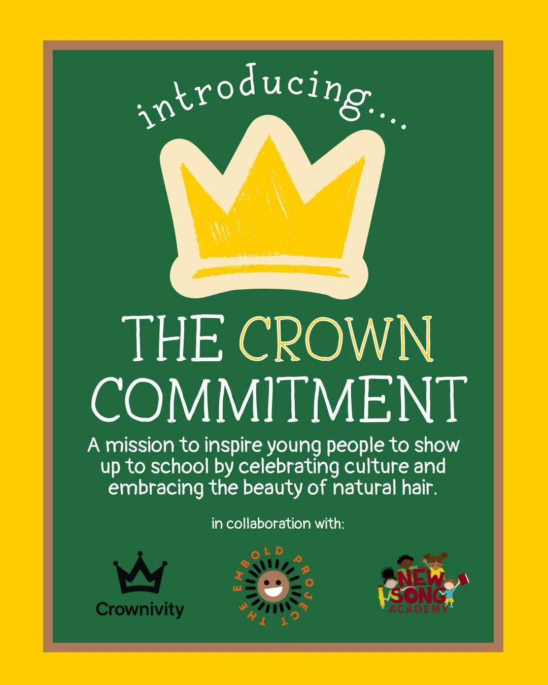 ✨ The Crown Commitment ✨
For many students, how they feel about their hair can shape how they feel about showing up.

@crownivity, @capellihairlife, @emboldproject , and @newsongacad are joining forcing with The Crown Commitment to remind students th