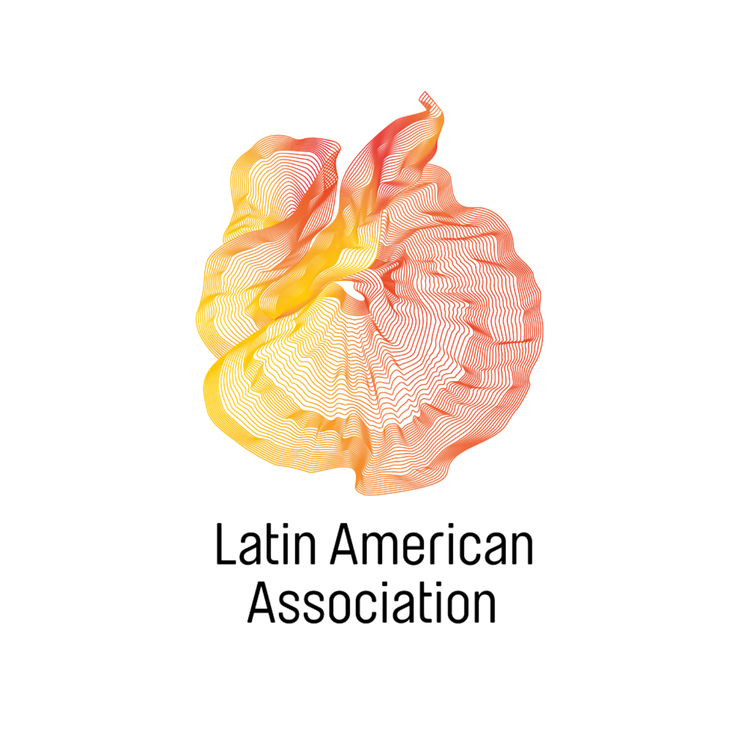 Abstract logo of the Latin American Association with a colorful, wavy, flower-like design on a white background.